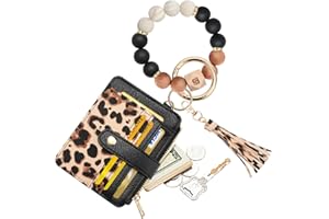 COOLANS Silicone Bracelet Wristlet Wallet Credit Card Holder RFID,ID Window,Key Ring Tassel,Slim Wallet Women Keychain Purse