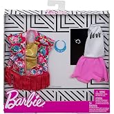 Barbie Clothes - 2 Outfits Doll Include a Golden Metallic Swimsuit, Gift for 3 to 8 Year Olds