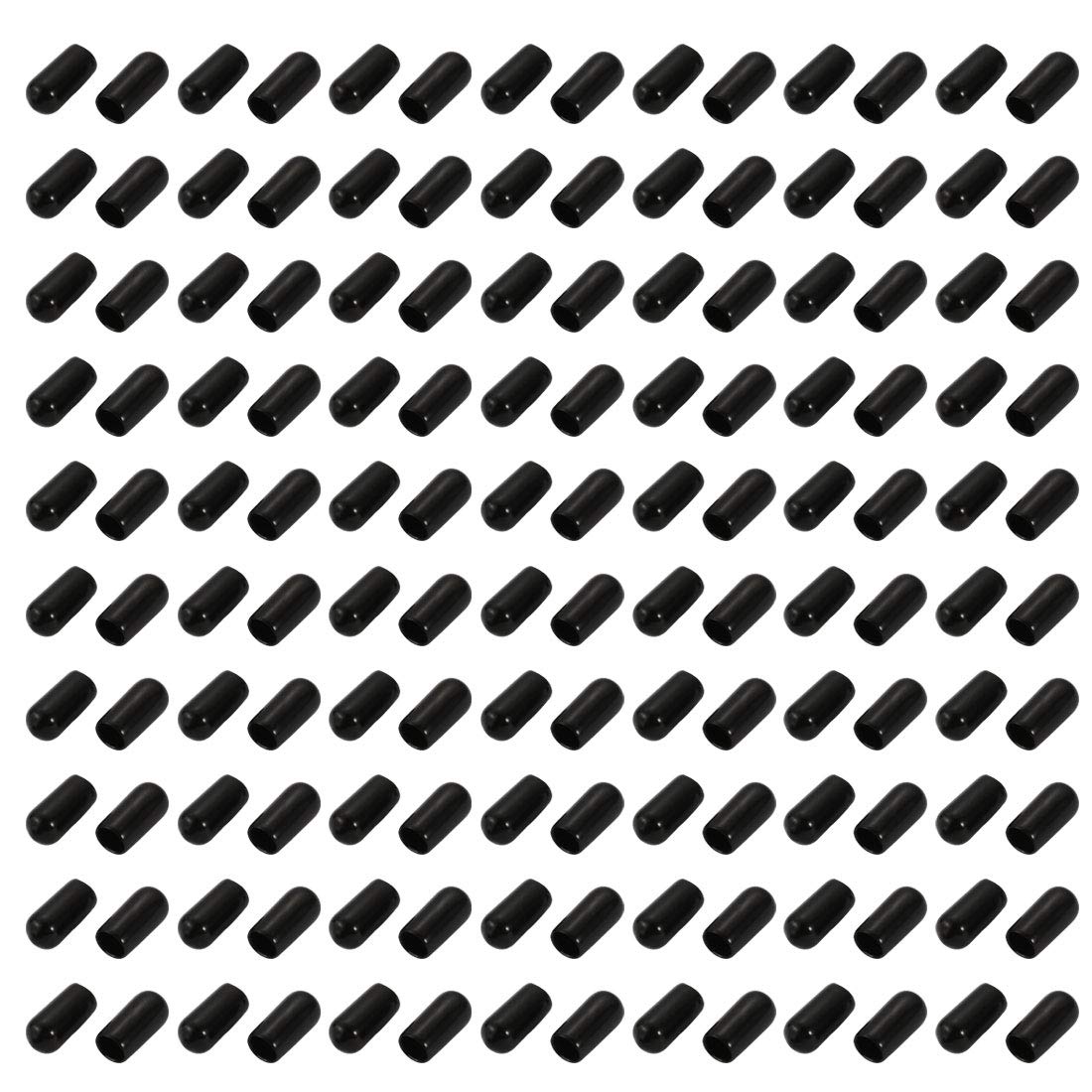 sourcingmap 150Pcs 6mm Inner Dia PVC Flexible Vinyl End Cap Screw Thread Protector Black