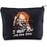 BWWKTOP Evil Doll Cosmetic Makeup Bag Murderous Toy Gifts I Want You For My Soul Zipper Travel Bags Killer Doll Merch (for My Soul)