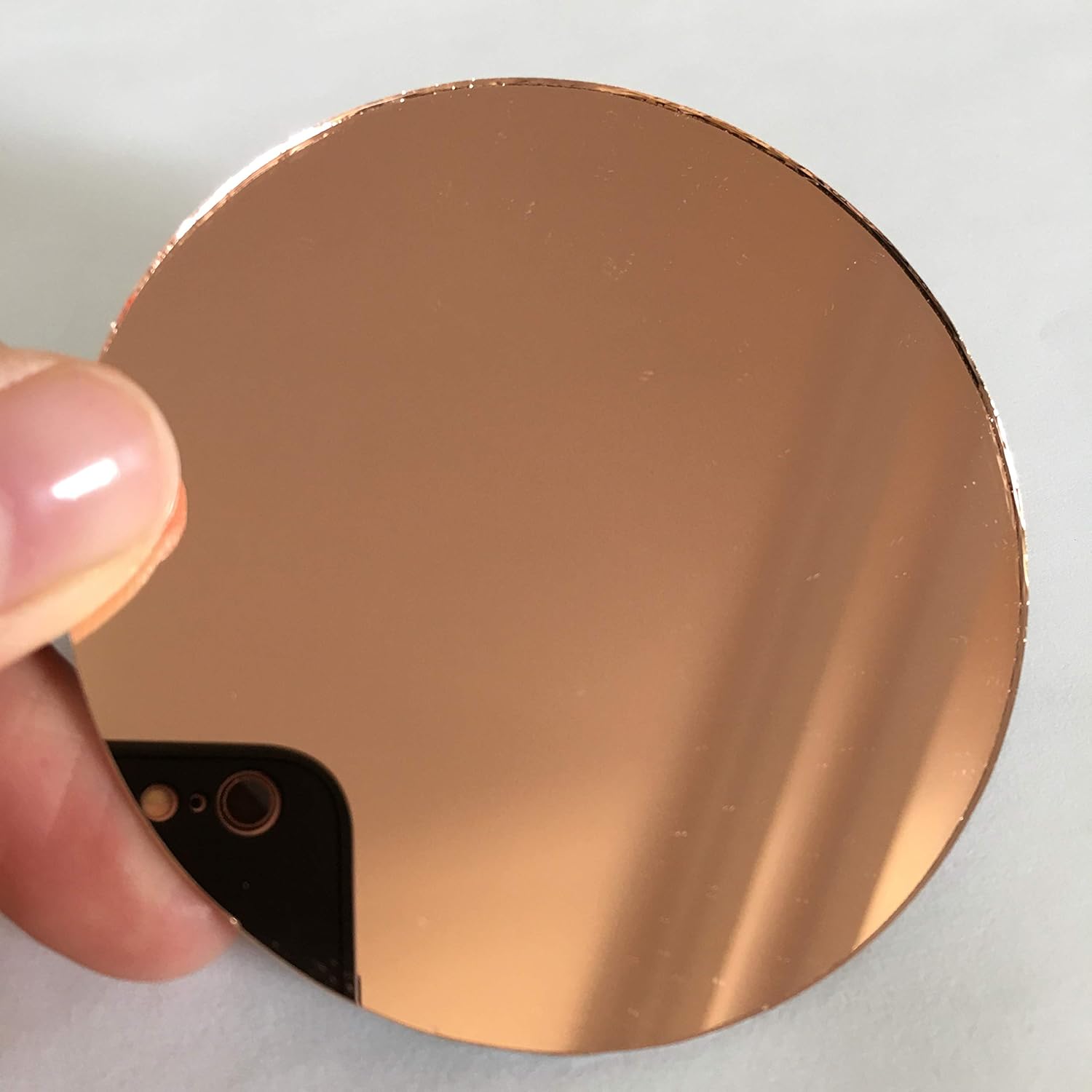 4" Round Mirror Tiles Rose Gold Coated Craft Mirrors Bulk
