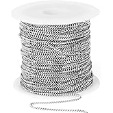 33FT Stainless Steel Cuban Chain Roll 1.5MM Diamond-Cut Curb Link Chains Spool Bulk for Jewelry Making