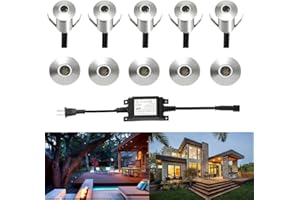 FVTLED Pack of 10, Low Voltage LED Deck Light Kit Waterproof Outdoor Garden Patio Stairs Landscape Decor Lamp LED In-ground Lighting (10pcs, Warm White)