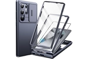 TONGATE for Samsung Galaxy S24 Ultra Case with Camera Cover, [2 Front Frame & Screen Protector] [Silky Touch] [Military Drop Protection] Shockproof Slim Matte Phone Case for S24 Ultra 6.8", Black