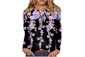 BARNRAE Vintage Tees for Women Women's Fashion Casual Round Neck Long Sleeve Printed T-Shirt Top