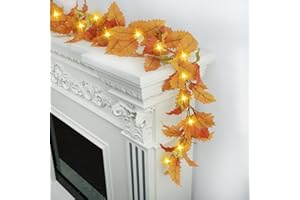 GHRDOPY Fall Decor, 6FT Fall Garland with Lights, Artificial Fall Decorations for Home Thanksgiving Decorations Festivals Indoor and Outdoor Decorations-1Pcs