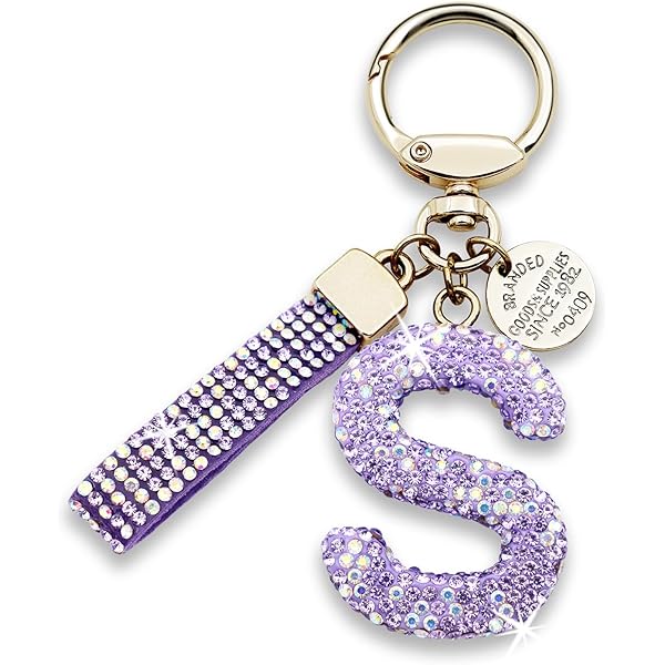 Pink Initial Keychain With Bling - Sparkly Letter Keychain For Women Girls Gift