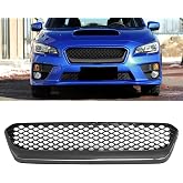 WanQiAuto Front Upper Grille Fit for Subaru WRX 2015 2016 2017 Glossy Black | Bumper Mesh Grill