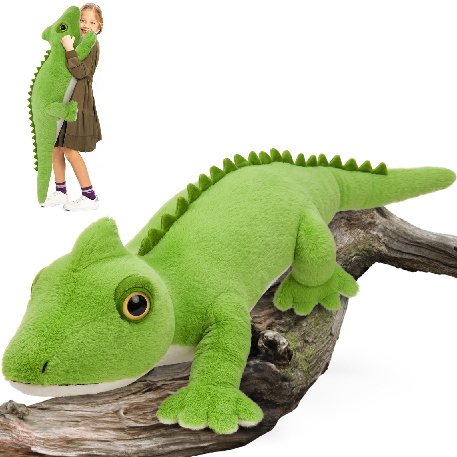 Photo 1 of Tezituor 49.2inches Huge Lizard Stuffed Animals, Soft Long Chameleon Plush Body Pillow 