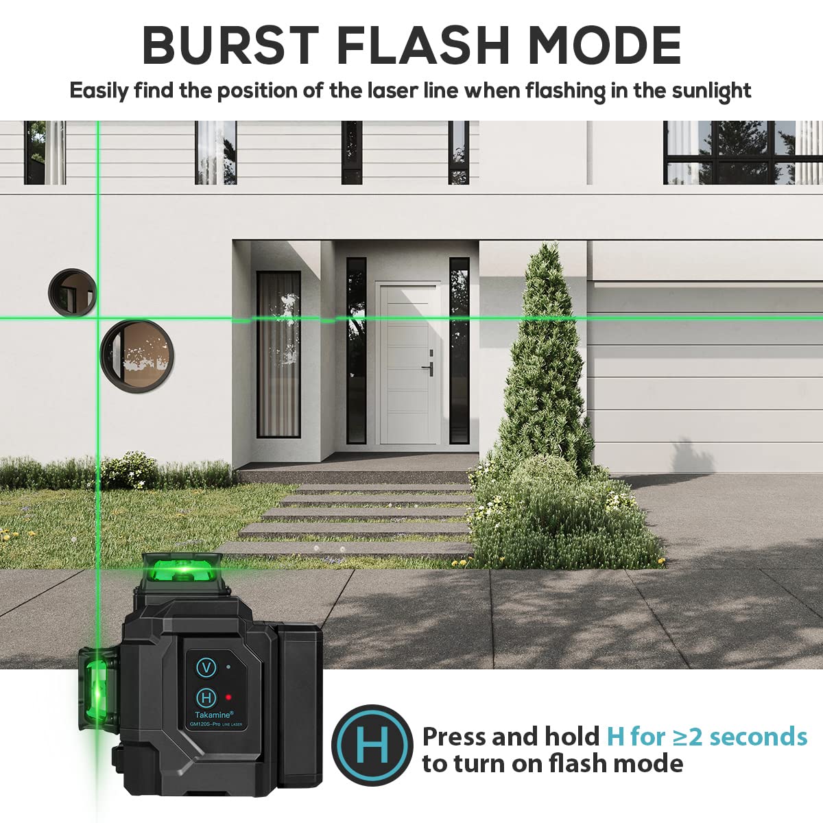 Takamine 12 lines 3D Self-Leveling laser level Pro,3x360 Green Cross Line with Burst flash mode and brightness adjustment, Remote Controller, Magnetic Rotating Stand Included
