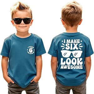 AG AGUU 6th Birthday Shirt Boy 6 Year Old Birthday T-Shirt Toddler Boy Sixth Bday Party Gift Outfit Kids Short Sleeve Tee Top