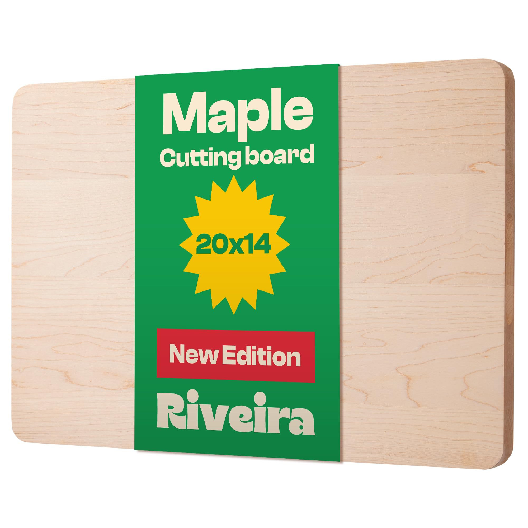 Photo 1 of Riveira Maple Wood Cutting Board – Gourmet Maple Grandeur: 20 x 14 Wooden Cutting Board – Natural Wooden Cutting Boards For Kitchen Decorative – Innovative Juice Grooves Maple Wooden Chopping Board