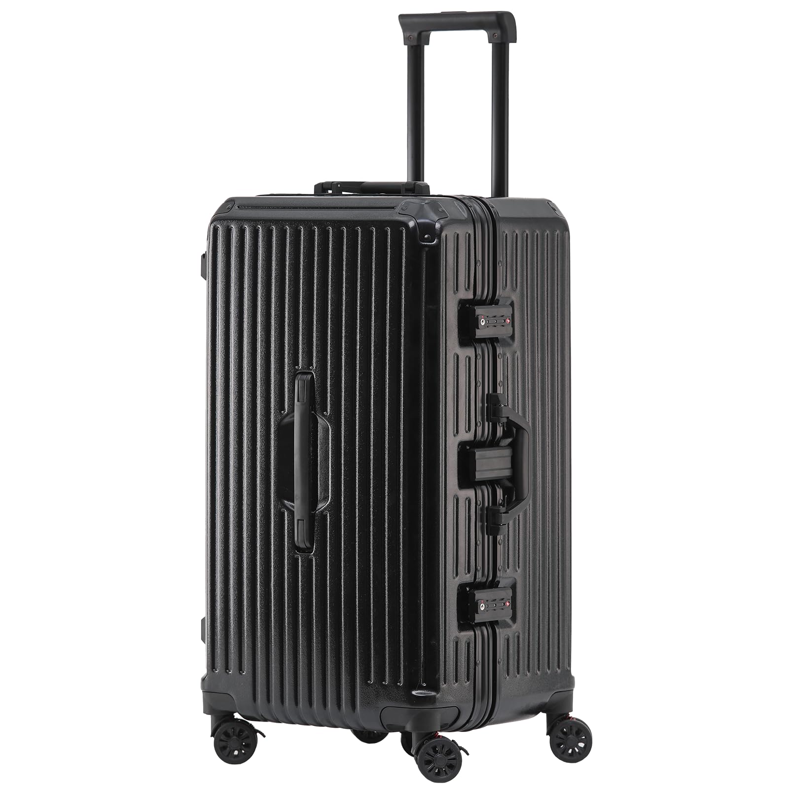 [GGQAAA] 大容量 荷物 トロリースーツケース 女性 回転自在のキャスター 5輪キャスター ダイヤルロック 出張 留学用スーツケース大型 多機能 アルミフレーム Lサイズ (Black)商品画像