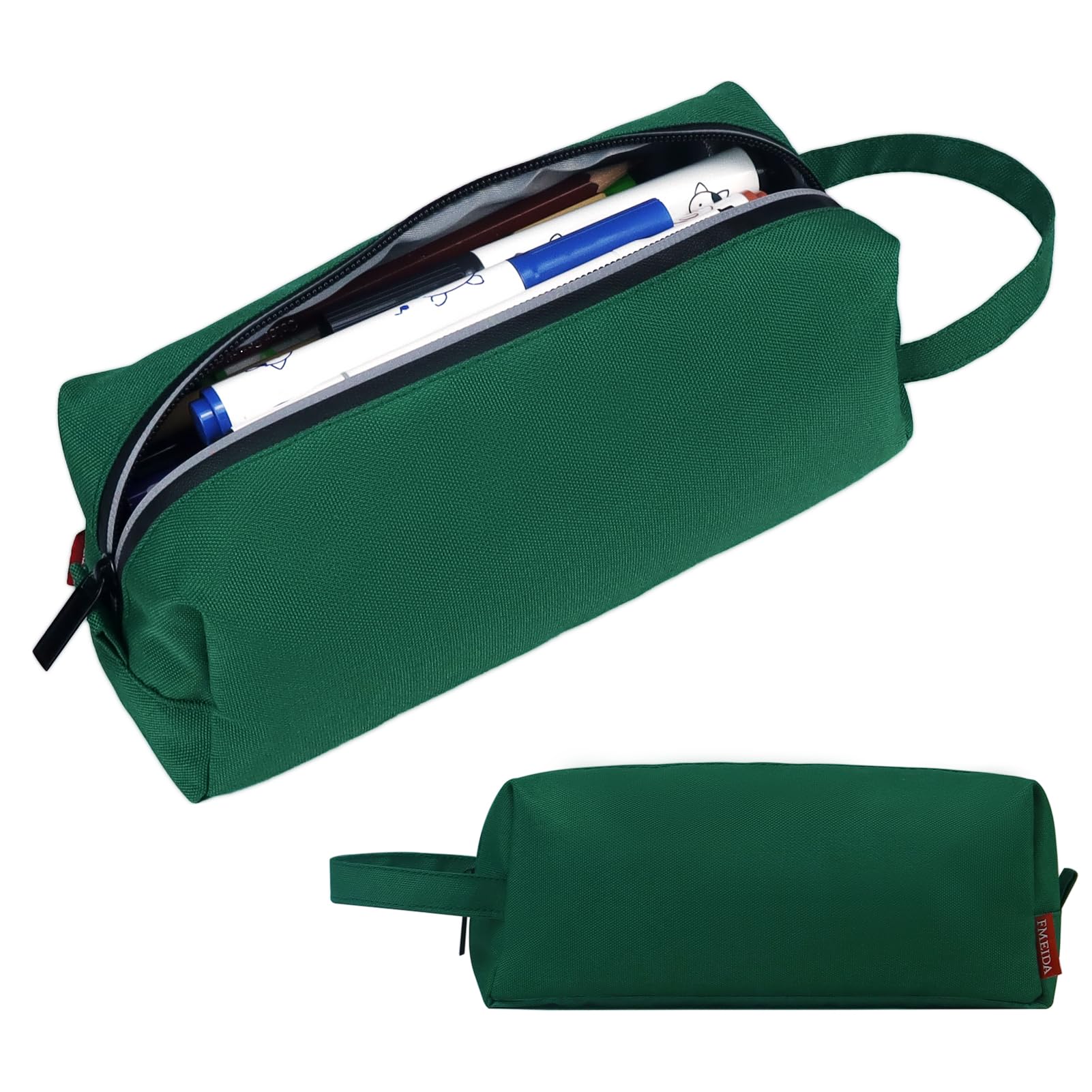 Fmeida Pencil Case Large Capacity Pencils Pouch Pen Holder Portable School Supplies Aesthetic Pencil Bag for Girls Boys - Blackish Green