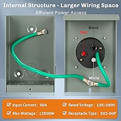 WELLUCK 50 Amp Generator Inlet Box - NEMA SS2-50P
