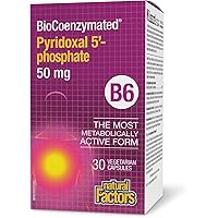Natural Factors BioCoenzymated Pyridoxal 5’-Phosphate (P5P) Vitamin B6 50 mg, 30 Veg Caps, The Most Metabolically Active Form