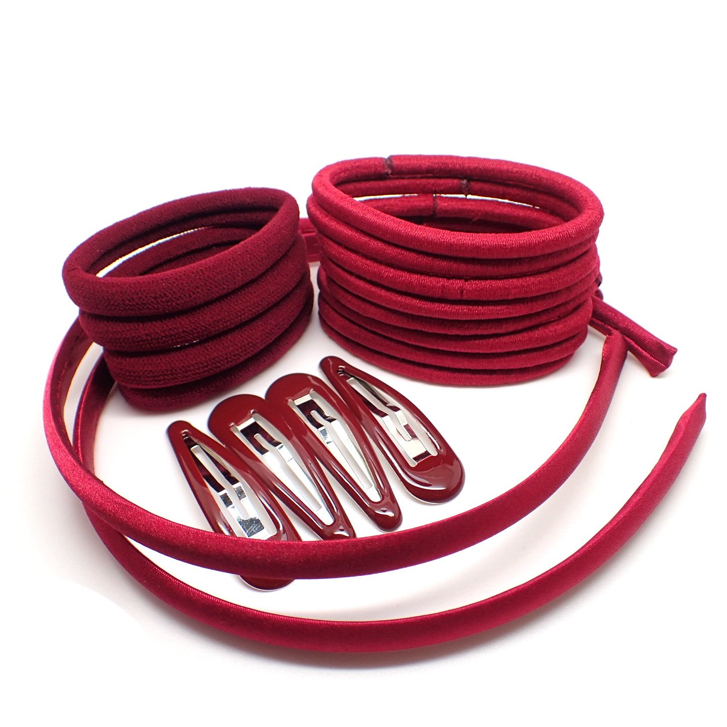 Topkids Accessories 26x GIRLS SCHOOL HAIR ACCESSORIES Navy Blue, Red, Green, Royal Blue, Black, Burgundy: Headbands, hair clips, slides, elastic hairbands for Girls Kids Child (BURGUNDY)