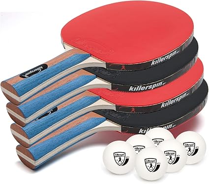Killerspin Jetset 4 Premium Set - Table Tennis Set with 4 Ping Pong Paddles with Premium Rubbers and 6 Ping Pong Balls
