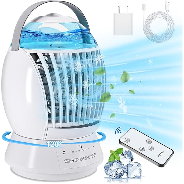 Portable Air Conditioner Fan with Remote Control,Personal Evaporative Air  Cooler with 3 Wind Speedu00264 Spray Mode,120° Oscillation Cooling Fan with  Humidifier for Room,Office,Desk,Camping,Bedroom : Amazon.ca: Home