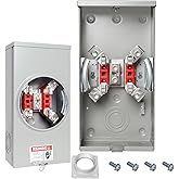 200A, 4 Jaw Electric Meter Box, with Meter Socket Hub, Stable and Reliable Current Transmission, NEMA 3R Enclosure, for Standard Plug-in Meters, Suitable for Overhead/Underground Feed