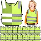Unittype 30 Pcs Kids Safety Vest High Visibility Reflective Safety Children Vest Neon Yellow Child Traffic Clothes with Elastic Strap for Kids Cycling Running Skiing Outdoor Activities