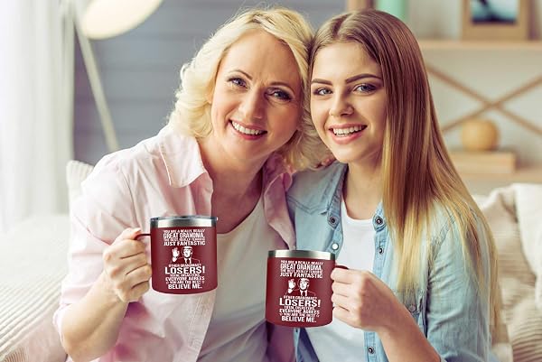 GIFTS FOR GRANDMA FROM GRANDDAUGHTER, GRANDSON, GRANDCHILD – GRANDMA GIFTS FOR CHRISTMAS, GRANDPARENTS DAY, BIRTHDAY, MOTHERS DAY – GRANDPARENTS MUG 14OZ,BURGUNDY INSULATED STAINLESS STEEL