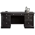 Sauder Palladia Office Desk with Drawers, Executive Desk with File Cabinet Storage, Cable Management, Keyboard Tray, in Wind Oak Finish