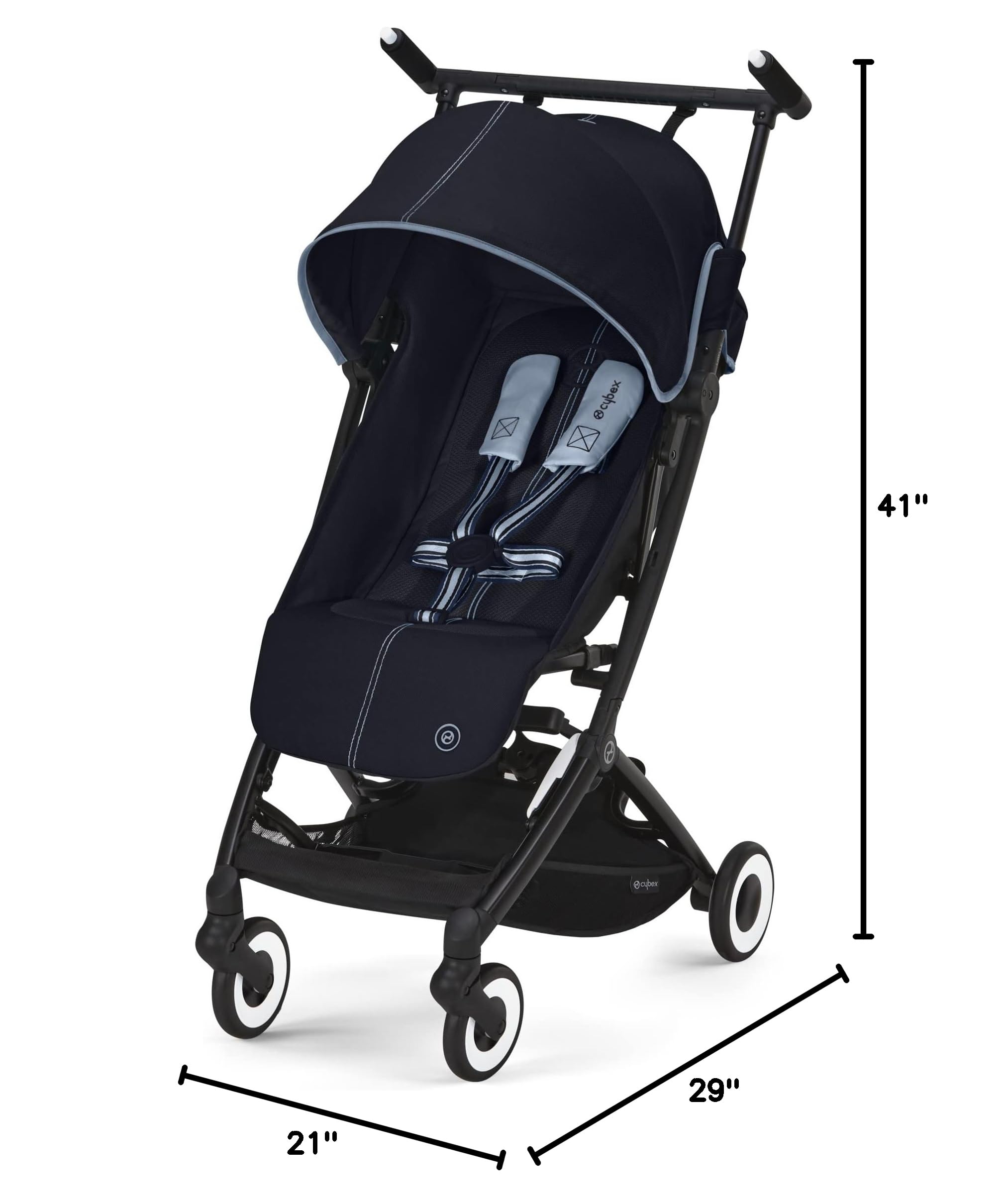Cybex Libelle Lightweight pockit Travel Baby Stroller - Carry-On Compliant Compact Fold, One-Hand Adjustable Recline - Compatible with CYBEX Car Seats, Ocean Blue