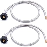 GGC 4 FT Stainless Braided RV Propane Pigtail Hose QCC1 Connector with 1/4'' Inverted Male Flare (2PCS)