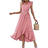 BTFBM Boho Dresses for Women 2026 Spring Fashion Cap Sleeve Swiss Dot Flowy Ruffle Beach Wedding Cocktail Maxi Dress