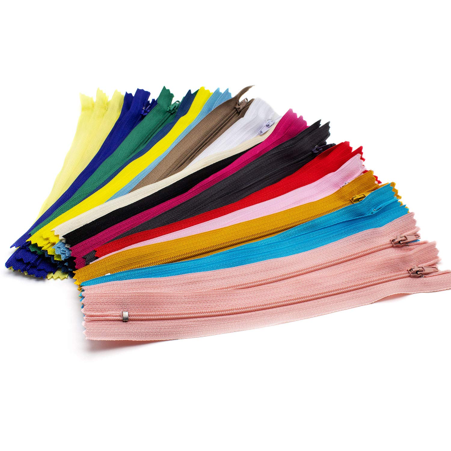AKORD 50pcs 7 Inches Nylon Zippers for Sewing, Multi Colour, 18cm
