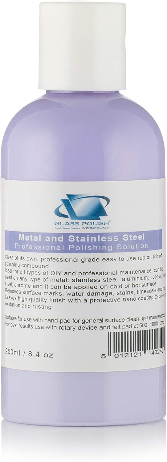 Glass Polish 8.8oz (250ml) Metal and Stainless Steel Polishing Compound, Polishing Solution for All Types of Metals - GP14024