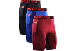 NELEUS Men's 3 Pack Running Compression Shorts with Pockets