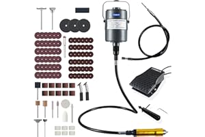 CTISMICE 380W Flex Shaft Rotary Tool, 500-23000RPM Flexible Shaft Grinder Set with Variable Speed Foot Pedal and 110pcs Accessories for Grinding Sanding Polishing Deburring Cutting Cleaning Finishing