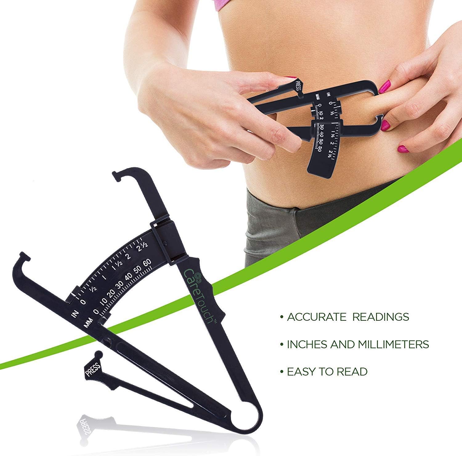 Care Touch Skinfold Body Fat Caliper Set, Measure Tape Included: Health & Personal Care