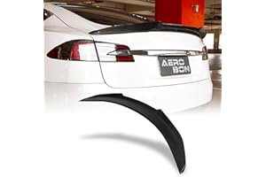 AeroBon Real Carbon Fiber Trunk Spoiler Compatible with 2012-2024 Tesla Model S Spoiler (H Style)