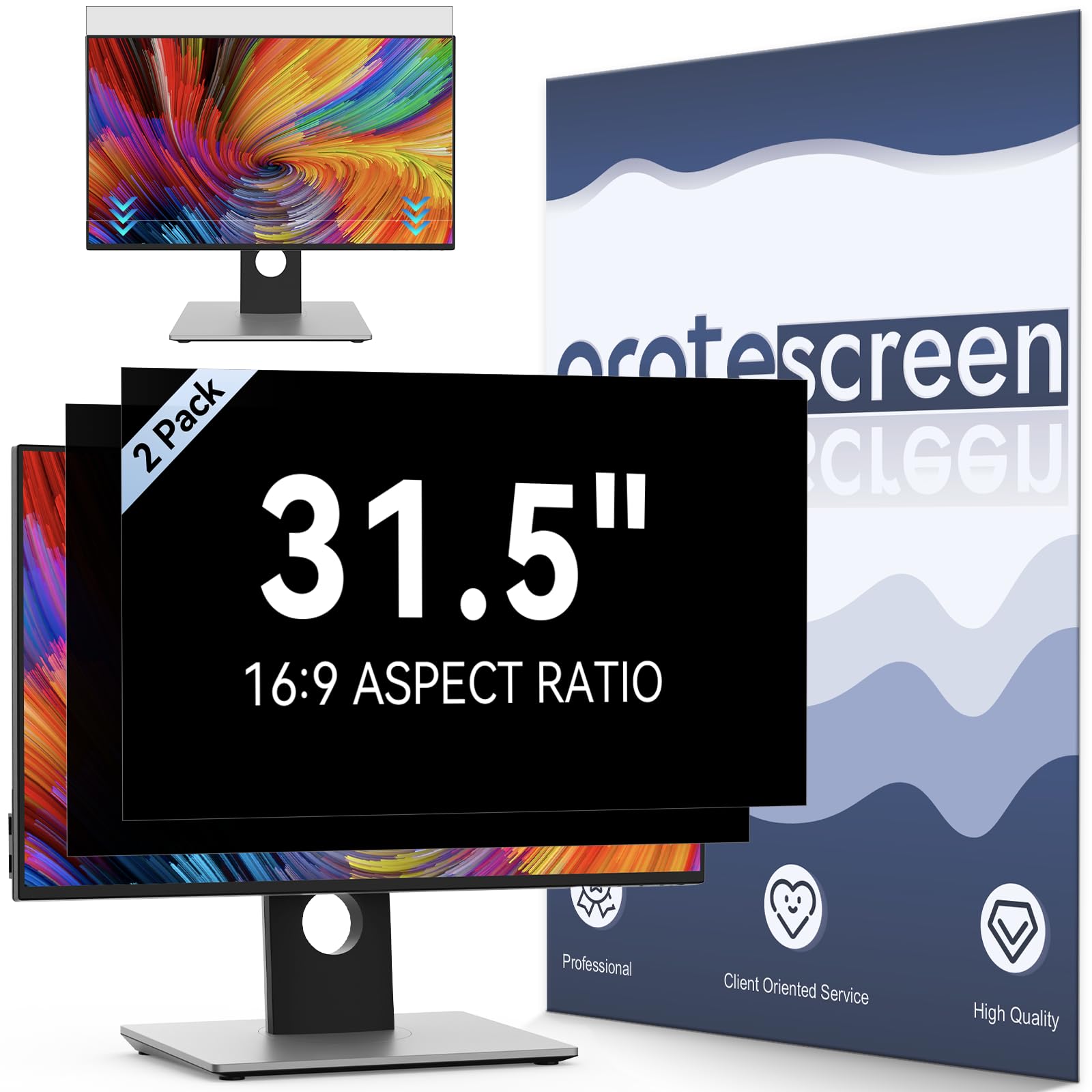 Photo 1 of [2-Pack] 31.5 Inch Computer Privacy Screen Filter for 16:9 Widescreen Monitor, Removable Eye Protection Anti Glare Blue Light Filter Privacy Shield, Anti Spy Screen Protector Film 31.5 In