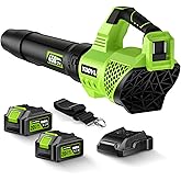 Leaf Blower Cordless, 650CFM Electric Leaf Blowers with 2 x 5.2Ah Batteries and Charger, 3 Speed Modes, 1 x Adjustable Should