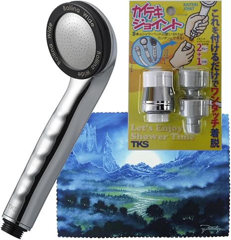 Amazon 株式会社 田中金属製作所 マイクロナノバブルシャワーヘッド ボリーナワイド シルバー とカイテキジョイントのお得なセット販売 シャワーヘッド ホーム キッチン オンライン通販