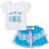 Mud Kingdom Little Girls Birthday Outfit Embroidered T-Shirt and Tutu Skirt Set with Unicorn Headband