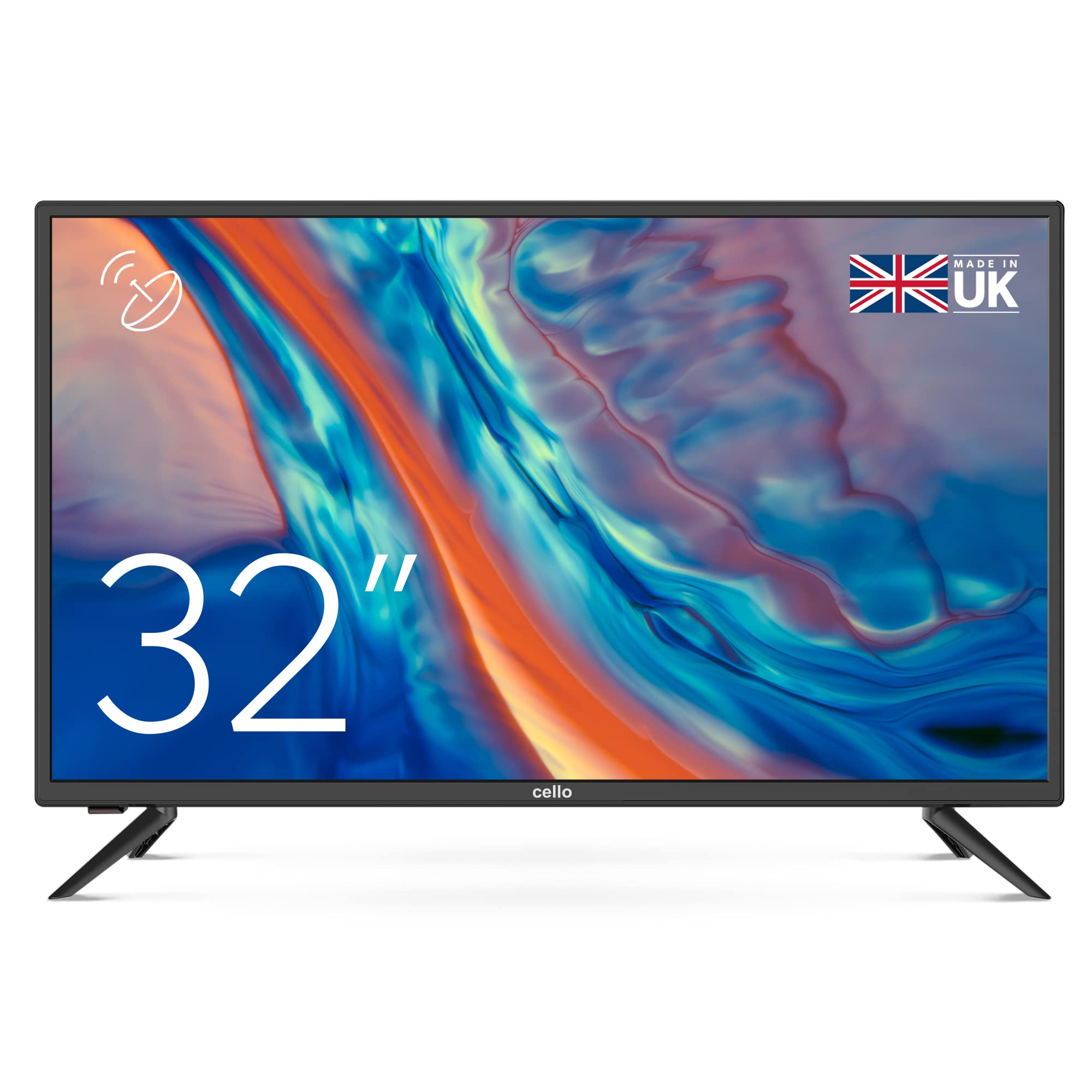 Cello ZBVD0223 32” HD Ready LED TV with built-in Freeview HD 3 x HDMI and USB 20 to record Live TV Easy to Setup Non-Smart TV Perfect for bedroom Made in the UK, Black