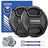 Neewer 77mm Lens Cap Kit (2 Pack), Lens Cover with Anti Loss Strap and Cleaning Cloth, Compatible with Canon Nikon Sony Fujifilm Panasonic Camera Lens of 77mm Diameter