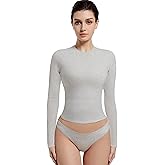 Abonlen Long Sleeve Shirts for Women Crewneck Basic Tees T Shirts Fitted Crop Tops Y2k Going Out Tops