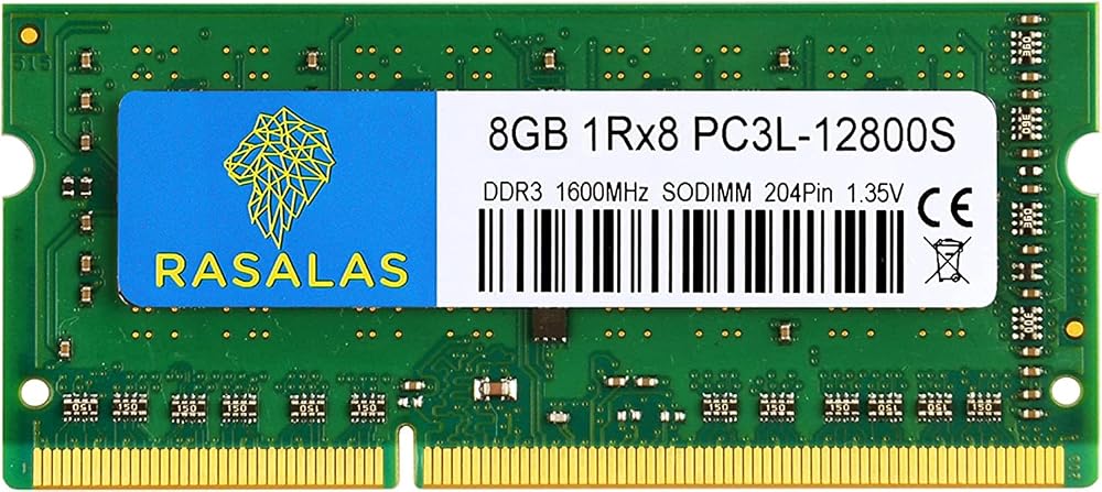 RASALAS 8GB DDR3L 1600MHz SODIMM PC3L-12800S 1.35V Laptop RAM Memory