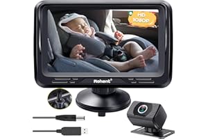 Rohent Baby Car Camera HD 1080P for Backseat: USB Plug and Play Easy to Install - Carseat Camera Rear Facing Infant Crystal Night Vision - Wide View Angle Car Baby Monitor for Newborn