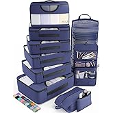Veken 10 Set Packing Cubes for Travel Essential, Suitcase Organizer Bags in 4 Sizes, Carry-On Luggage Accessories with Large Laundry & Hanging Toiletry Bag, Must-Have for Airplane, Road Trip & Camping