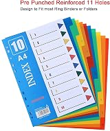 ROSSHINE 12Pack 1-10 Part A4 File Dividers 11-Hole PVC Colour Content List view 3