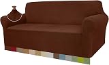 Granbest High Stretch Sofa Cover 3 Seater Jacquard Spandex Non Slip Coffee