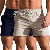 Mens 5" Shorts Cotton Casual Classic Fit Elastic Waist Summer Daily Wear Workout Short