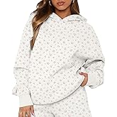 BAIGRAM Women Oversized Ditsy Floral Fleece Hoodies Snowflake Print Hooded Sweatshirt 2025 Y2K Aesthetic Fall Pullover